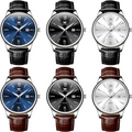 OLEVS Men Leather Watch