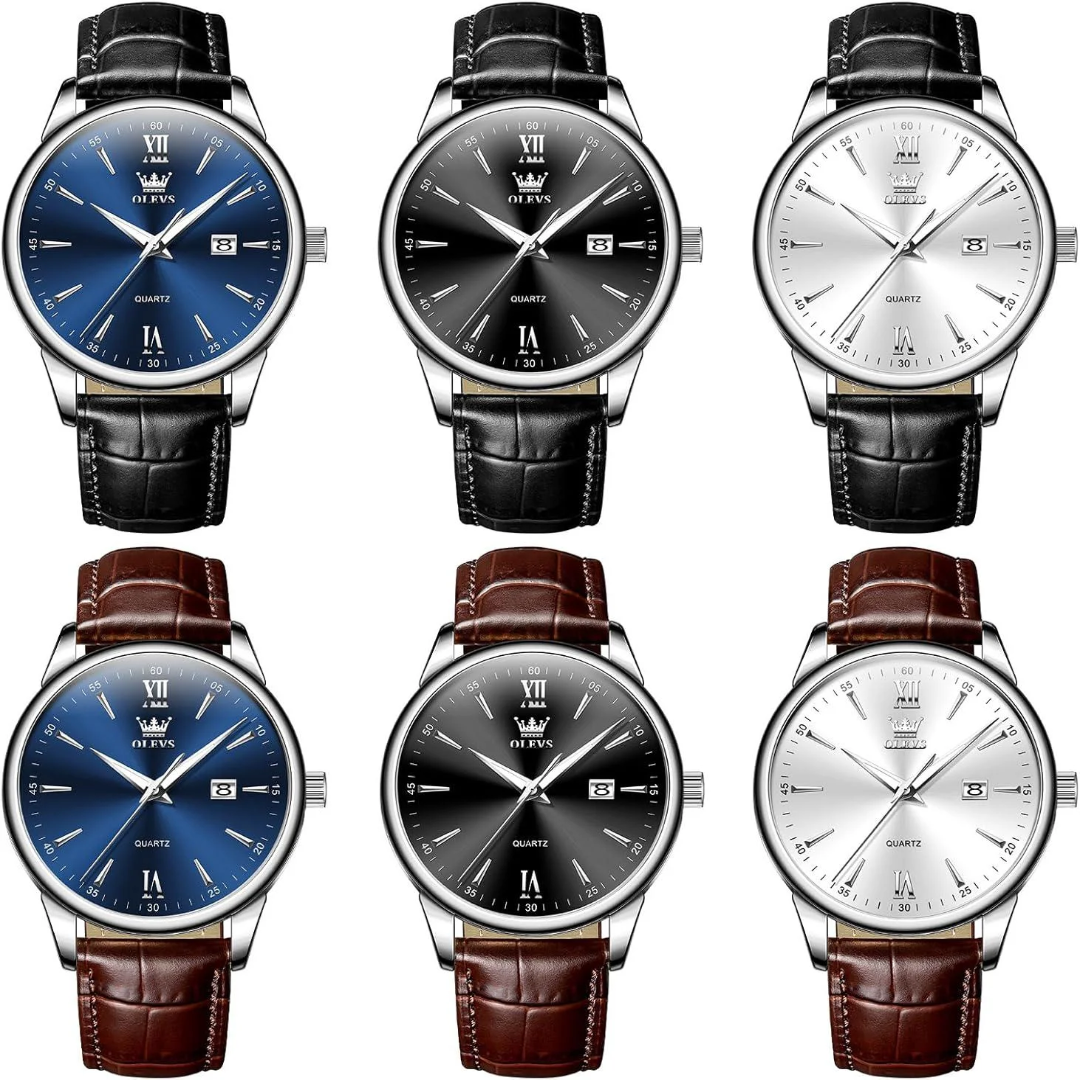 OLEVS Men Leather Watch
