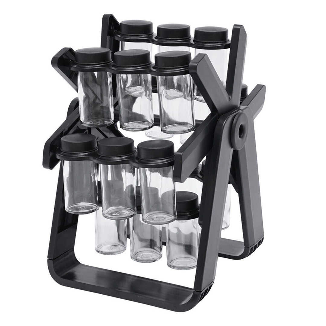 Spice Rack Organizer with 18 Glass Spice Jars